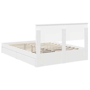 Aufbewahrungsbett mit Kopfteil Weiß 140 x 190 cm Holzwerkstoff