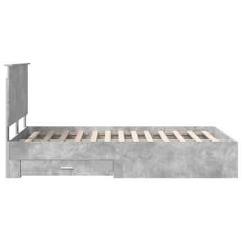 Bettrahmen mit Kopfteil Beton Grau 135 x 190 cm Holzwerkstoff