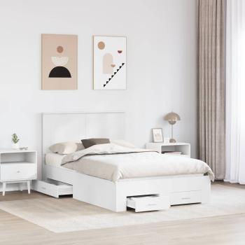 Bettrahmen mit Kopfteil Weiß 120 x 190 cm Holzwerkstoff