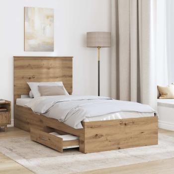Bettrahmen mit Kopfteil Artisan-Eiche 90 x 190 cm Holzwerkstoff