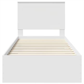 Bettrahmen mit Kopfteil Weiß 90 x 200 cm Holzwerkstoff