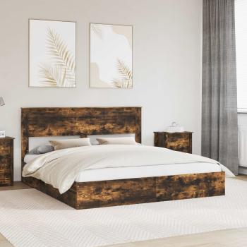 ARDEBO.de - Aufbewahrungsbett Geräucherte Eiche 180 x 200 cm Holzwerkstoff
