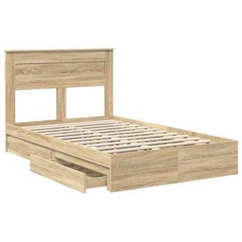 Aufbewahrungsbett Sonoma-Eiche 135 x 190 cm Holzwerkstoff