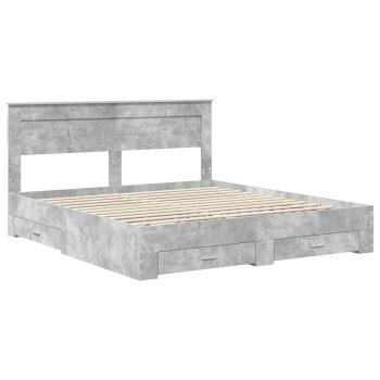 Bettrahmen mit Schubladen Beton Grau 200 x 200 cm Holzwerkstoff