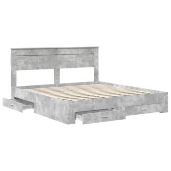 Bettrahmen mit Schubladen Beton Grau 200 x 200 cm Holzwerkstoff