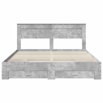 Bettrahmen mit Kopfteil Beton Grau 180 x 200 cm Holzwerkstoff