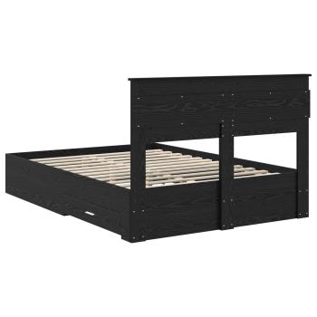 Bettrahmen Schwarz Eichen-Optik 140 x 190 cm Holzwerkstoff