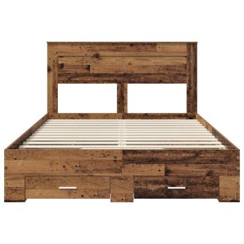 Bettrahmen mit Kopfteil Altholz 140 x 190 cm Holzwerkstoff
