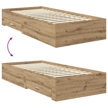 ARDEBO.de - Bettrahmen mit Schubladen mit Kopfteil Holzwerkstoff