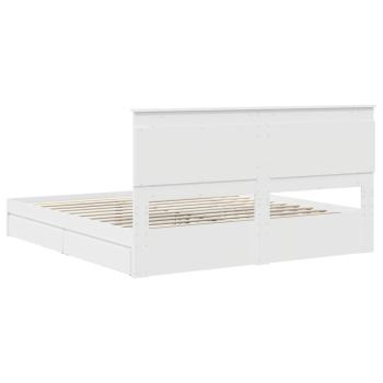 Aufbewahrungsbett mit Kopfteil Weiß 180 x 200 cm Holzwerkstoff