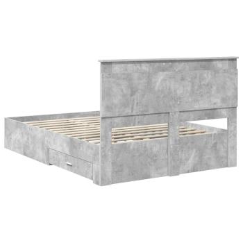 Bettrahmen mit Schubladen Beton Grau 160 x 200 cm Holzwerkstoff
