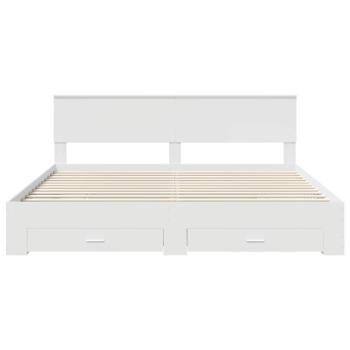 Bettrahmen mit Kopfteil Weiß 200 x 200 cm Holzwerkstoff