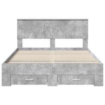 Bettrahmen mit Kopfteil Beton Grau 140 x 190 cm Holzwerkstoff