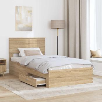 Bettrahmen mit Kopfteil Sonoma-Eiche 100 x 200 cm Holzwerkstoff