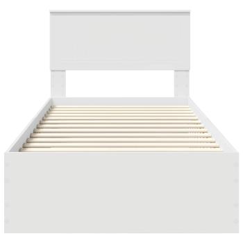 Bettrahmen mit Kopfteil Weiß 90 x 200 cm Holzwerkstoff