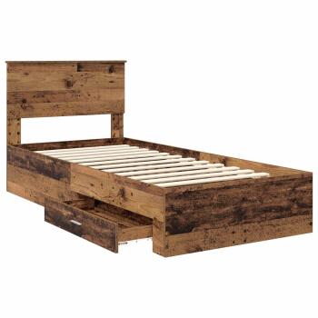 Bettrahmen mit Schubladen Altholz 90 x 190 cm Holzwerkstoff