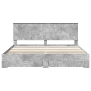 Bettrahmen mit Kopfteil Beton Grau 200 x 200 cm Holzwerkstoff