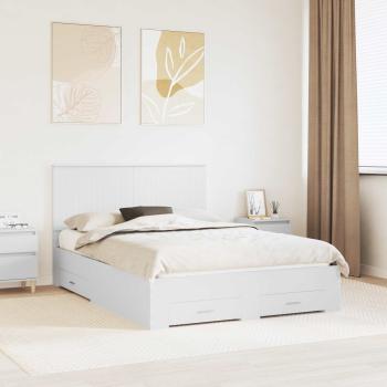 ARDEBO.de - Bettrahmen mit Kopfteil Weiß 135 x 190 cm Holzwerkstoff