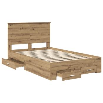Bettrahmen Artisan-Eiche 120 x 190 cm Holzwerkstoff