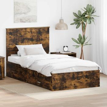 ARDEBO.de - Bettrahmen Geräucherte Eiche 100 x 200 cm Holzwerkstoff