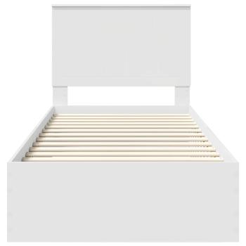 Bettrahmen mit Kopfteil Weiß 90 x 190 cm Holzwerkstoff