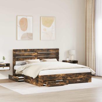 Bettgestell mit Schubladen mit Kopfteil Holzwerkstoff
