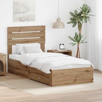 ARDEBO.de - Bettrahmen mit Kopfteil Artisan-Eiche 90 x 200 cm Holzwerkstoff