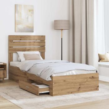 Bettrahmen mit Kopfteil Artisan-Eiche 90 x 200 cm Holzwerkstoff