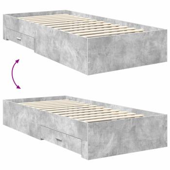 Bettrahmen mit Schubladen Beton Grau 90 x 190 cm Holzwerkstoff