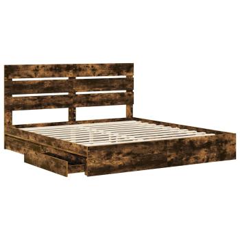 Aufbewahrungsbett Geräucherte Eiche 180 x 200 cm Holzwerkstoff