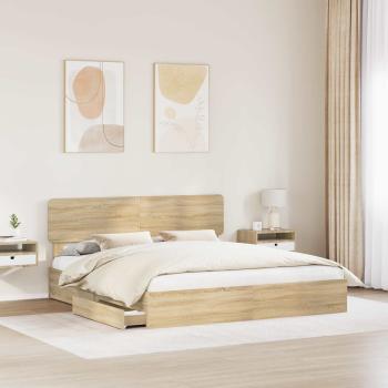 Aufbewahrungsbett Sonoma-Eiche 180 x 200 cm Holzwerkstoff