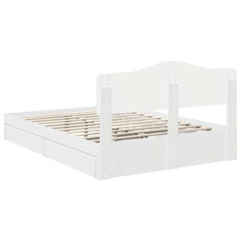 Aufbewahrungsbett mit Kopfteil Weiß 160 x 200 cm Holzwerkstoff