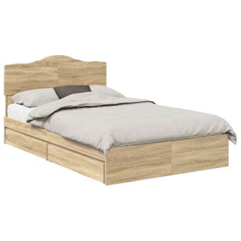 Aufbewahrungsbett Sonoma-Eiche 135 x 190 cm Holzwerkstoff