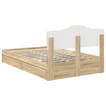 Aufbewahrungsbett Sonoma-Eiche 135 x 190 cm Holzwerkstoff