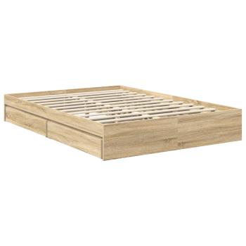Aufbewahrungsbett Sonoma-Eiche 135 x 190 cm Holzwerkstoff