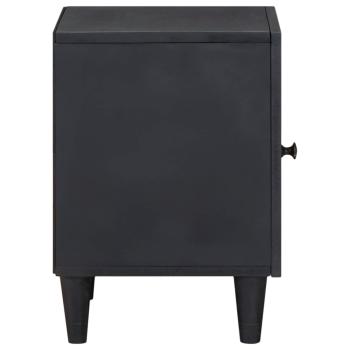 Nachttisch mit Tür Schwarz 40 x 33 x 46 cm Massivholz Mango