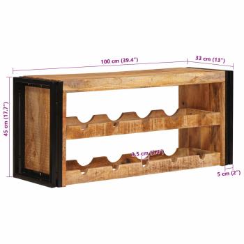 Weinregal Braun 100 x 45 x 33 cm Massives grobes Mangoholz