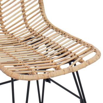 Barstuhl 2 pcs Natur 44,5 x 54,5 x 97,5 cm Rattan und Eisen