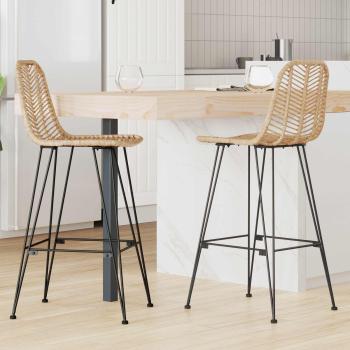 ARDEBO.de - Barstuhl 2 pcs Natur 44,5 x 53 x 111 cm Rattan und Eisen