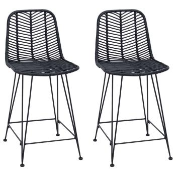 Barstuhl 2 pcs Schwarz 44,5 x 54,5 x 97,5 cm Rattan und Eisen