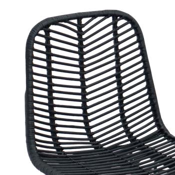 Barstuhl 2 pcs Schwarz 44,5 x 54,5 x 97,5 cm Rattan und Eisen