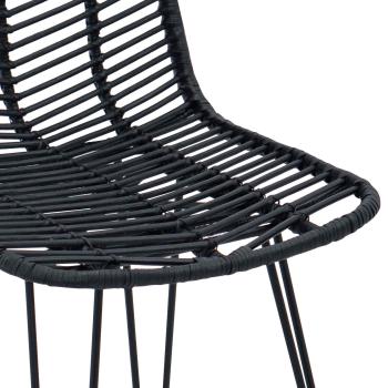 Barstuhl 2 pcs Schwarz 44,5 x 54,5 x 97,5 cm Rattan und Eisen