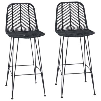 Barstuhl 2 pcs Schwarz 44,5 x 53 x 111 cm Rattan und Eisen