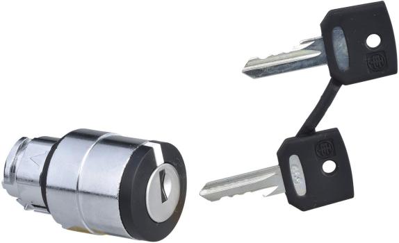 ARDEBO.de Schneider Electric ZB4BG08 Harmony XB4, Schlüsselschalter, Frontelement, Metall, 22mm, 3 Stellungen, Mitte links rastend, schwarz