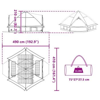 Teepee Zelt mit Dach Grün und Weiß 490 x 410 x 210 cm