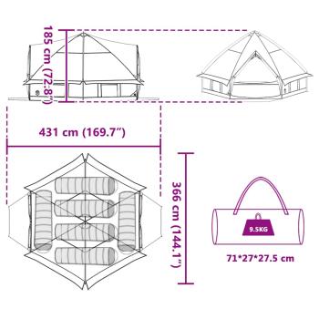 Teepee Zelt mit Dach Grün und Weiß 490 x 410 x 210 cm