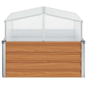 Gartenpflanzer mit Gewächshaus Hellbraun 100 x 100 x 77 cm