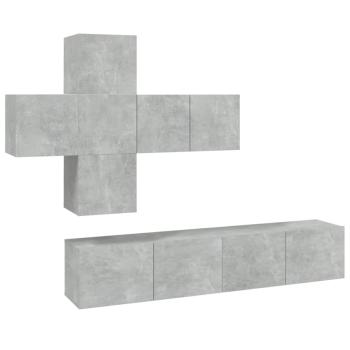 7-tlg. TV-Schrank-Set Betongrau Holzwerkstoff