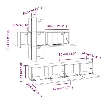 7-tlg. TV-Schrank-Set Betongrau Holzwerkstoff