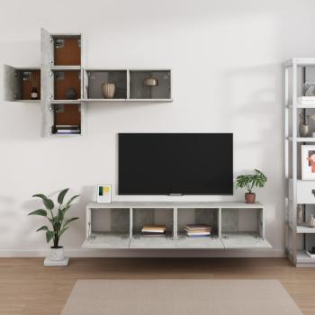 7-tlg. TV-Schrank-Set Betongrau Holzwerkstoff
